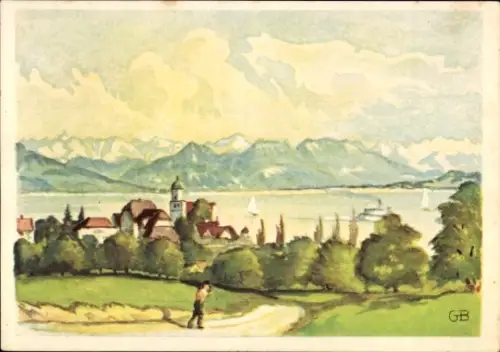 Künstler Ak Braun, Gebhard, Wasserburg am Bodensee