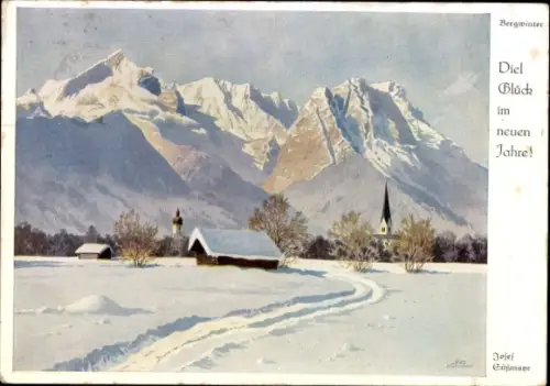 Künstler Ak Süßmayr, Josef, Bergwinter, Motiv in den Alpen