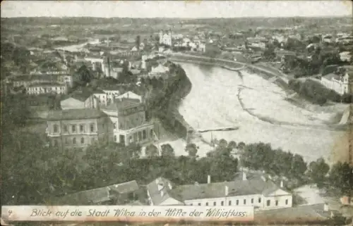 Ak Vilnius Wilna Litauen, Blick auf die Stadt  Wilijafluss, Landschaft