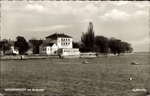 Ak Langenargen am Bodensee, Langenargen am Bodensee, Kurhotel, Wasser, Boote