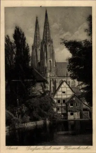 Ak Soest in Westfalen, Großer Teich mit Wiesenkirche