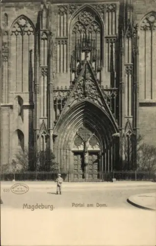 Ak Magdeburg an der Elbe, Portal am Dom