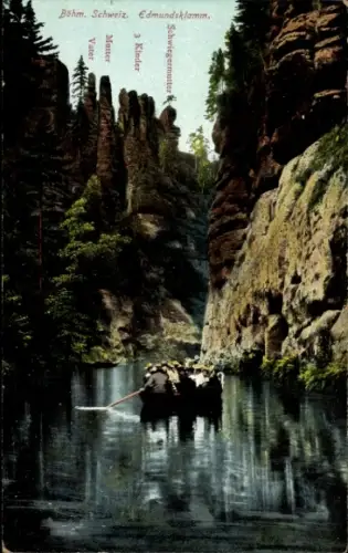 Ak Hřensko Herrnskretschen Elbe Region Aussig, Edmundsklamm, Kamnitzklamm, Böhm. Schweiz,  Fluss,