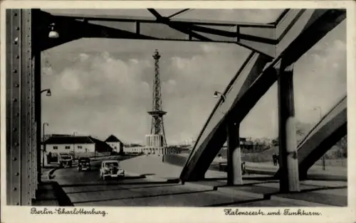 Ak Berlin Charlottenburg Westend, Halenseestraße, Funkturm