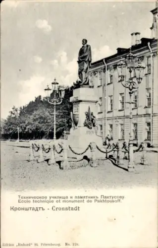 Ak Kronstadt Russland, Technische Schule, Pachtusow-Denkmal