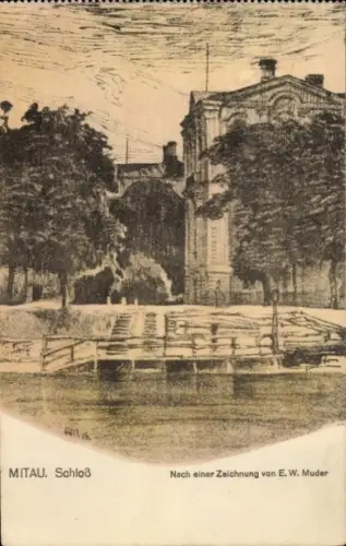 Künstler Ak Muder, E. W., Jelgava Mitau Lettland, Schloss