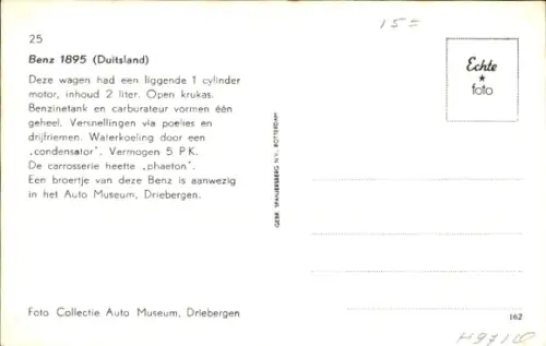 Ak Benz Automobil 1895