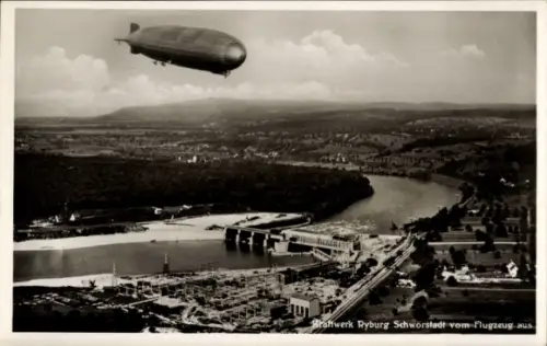 Ak Ryburg Riburg Kanton Aargau, Luftschiff, Kraftwerk  Fluss, Landschaft