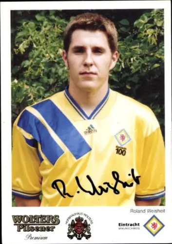 Autogrammkarte Fußballer Roland Weisheit, Eintracht Braunschweig, Portrait, Autogramm