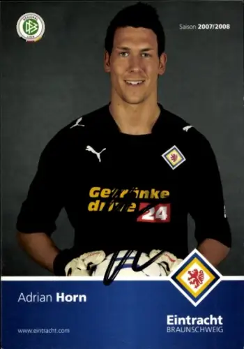 Autogrammkarte Fußballer Adrian Horn, Eintracht Braunschweig, Autogramm