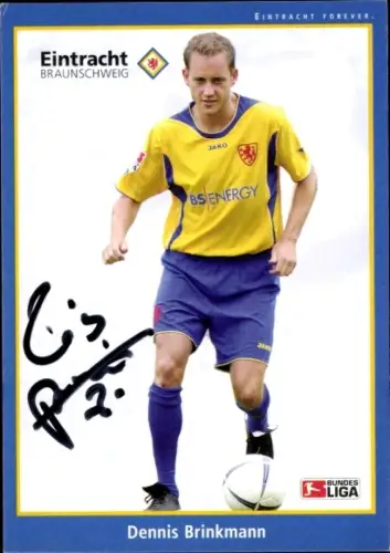 Autogrammkarte Fußballer Dennis Brinkmann, Eintracht Braunschweig, Autogramm