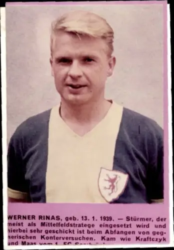 Autogramm Fußballer Werner Rinas, Portrait