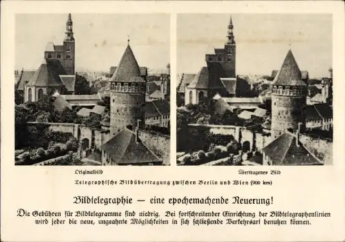 Stereo Ak Deutsche Reichspost in Wort und Bild, Bildtelegraphie Berlin - Wien, Burg Tangermünde
