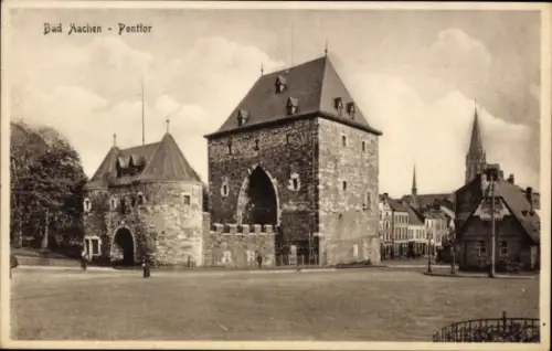 Ak Aachen, Bad Aachen Ponttor,  Stadtmauer, Türme, keine Personen