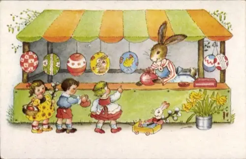 Künstler Ak Baumgarten, Fritz, Glückwunsch Ostern, Osterhase, Kinder