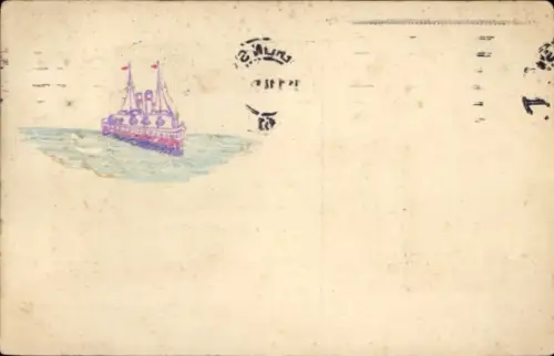 Handgemalt Ak Dampfer, Stempel Berlin SW