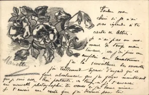 Handgemalt Ak  Rosen