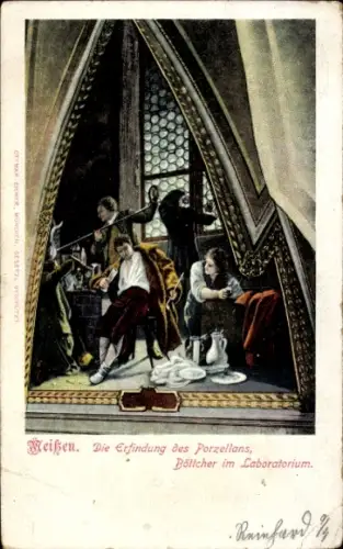 Ak Meißen an der Elbe, Porzellanherstellung, Laboratorium, Böttcher