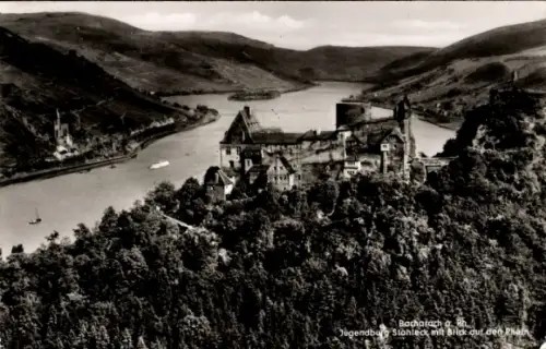 Ak Bacharach am Rhein, Bachatach a Rh, Jugendstil, Blick auf den Rhein