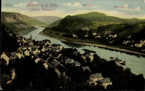Ak Wehlen an der Elbe Sächsische Schweiz, Bastei,  Sächsische Schweiz, Rauenstein, Pötzscha