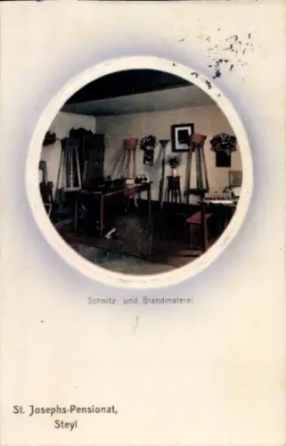 Ak Steyl Venlo Limburg Niederlande, Schnitz- und Brandmalerei, St. Josephs-Pensionat, Steyl