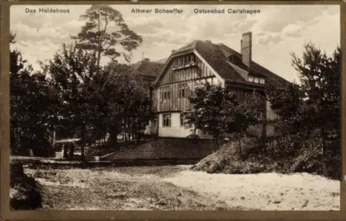Ak Ostseebad Carlshagen Karlshagen auf Usedom, Das Heldehaus, Athmer Schoeffer, Ostseebad Carlsha