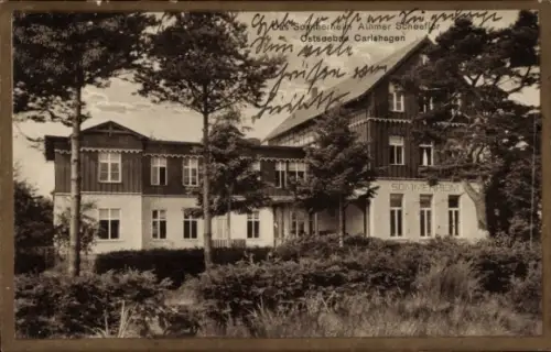 Ak Ostseebad Carlshagen Karlshagen auf Usedom,  mit Gebäude, Ostseebad  Sommerzeit