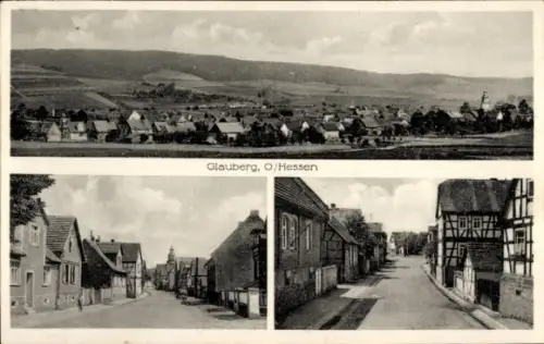 Ak Glauberg Glauburg in Hessen, Gesamtansicht, Straßenpartie
