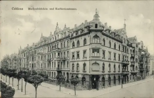 Ak Coblenz Koblenz am Rhein,  Markenbildehen- und Kurfürstenstraße,  Architektur