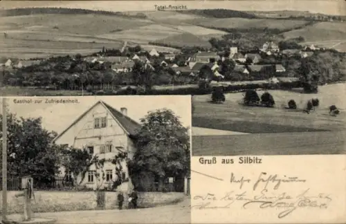 Ak Silbitz in Thüringen, Gasthof zur Zufriedenheit, Total-Ansicht, Gruß aus Silbitz