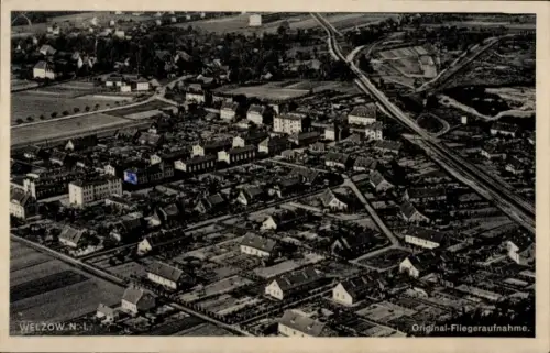Ak Welzow in der Niederlausitz, Fliegeraufnahme