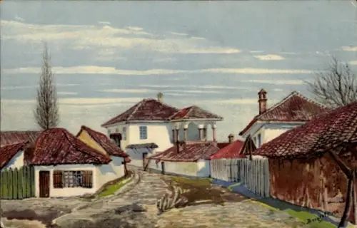 Künstler Ak Nisch Nis Serbien, Straßenpartie im Ort