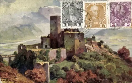 Künstler Ak Appiano sulla Strada del Vino Eppan an der Weinstraße Südtirol, Burg Hocheppan