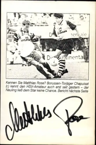 Autogrammkarte Fußballer Matthias Rose auf dem Feld, Hamburger SV, Autogramm