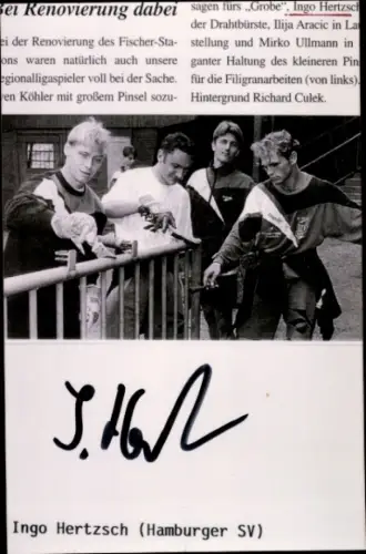 Autogramm Fußballer Ingo Hertzsch, Hamburger SV, Zeitungsausschnitt