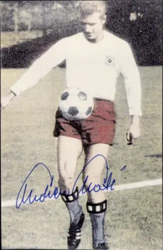 Autogrammkarte Fußballspieler HSV, Portrait, Autogramm