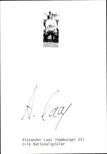 Autogramm Fußballer Alexander Laas, Hamburger SV, U -16 Nationalspieler