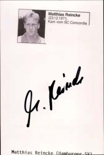 Autogrammkarte Fußballer Matthias Reincke, Hamburger SV, Autogramm