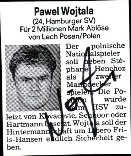 Autogrammkarte Fußballer Pawel Wojtala, Hamburger SV, Autogramm