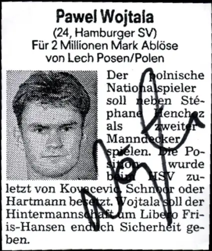 Autogramm Fußballer Pawel Wojtala, Hamburger SV, Portrait