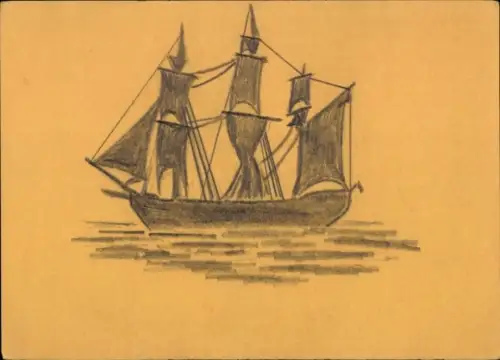 Handgemalt Ak Segelschiff, Dreimaster