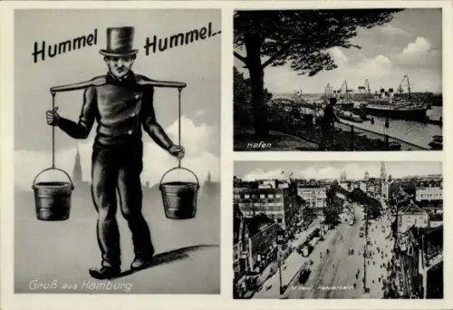 Ak Hamburg Mitte St. Pauli, Reeperbahn, Hummel Hummel, Hafen