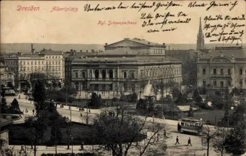 Ak Dresden Altstadt, Albertplatz, Schauspielhaus