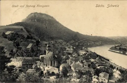 Ak Königstein an der Elbe Sächsische Schweiz, Festung Königstein, Kirche
