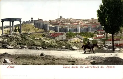 Ak Avila Kastilien und León, Vista desde los Arrabales del Puente, Photochromie, Purger 3699