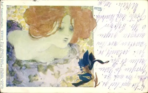 Jugendstil Künstler Ak Kirchner, Raphael, Auf Sommerfrische XVIII, Frauenbildnis, Philipp & Kramer