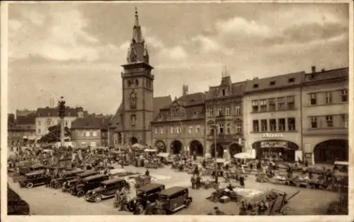 Ak Chomutov Komotau Region Aussig, Marktplatz