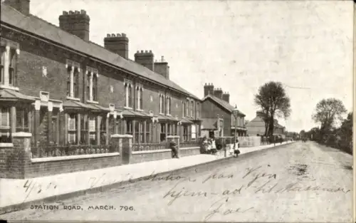 Ak March Cambridgeshire England, Bahnhofstrasse