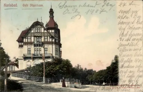 Ak Karlovy Vary Karlsbad Stadt, Café Jägerhaus