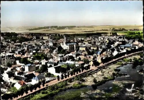 Ak Péronne Somme, Les Etangs et le Boulevard des Anglais, Fliegeraufnahme